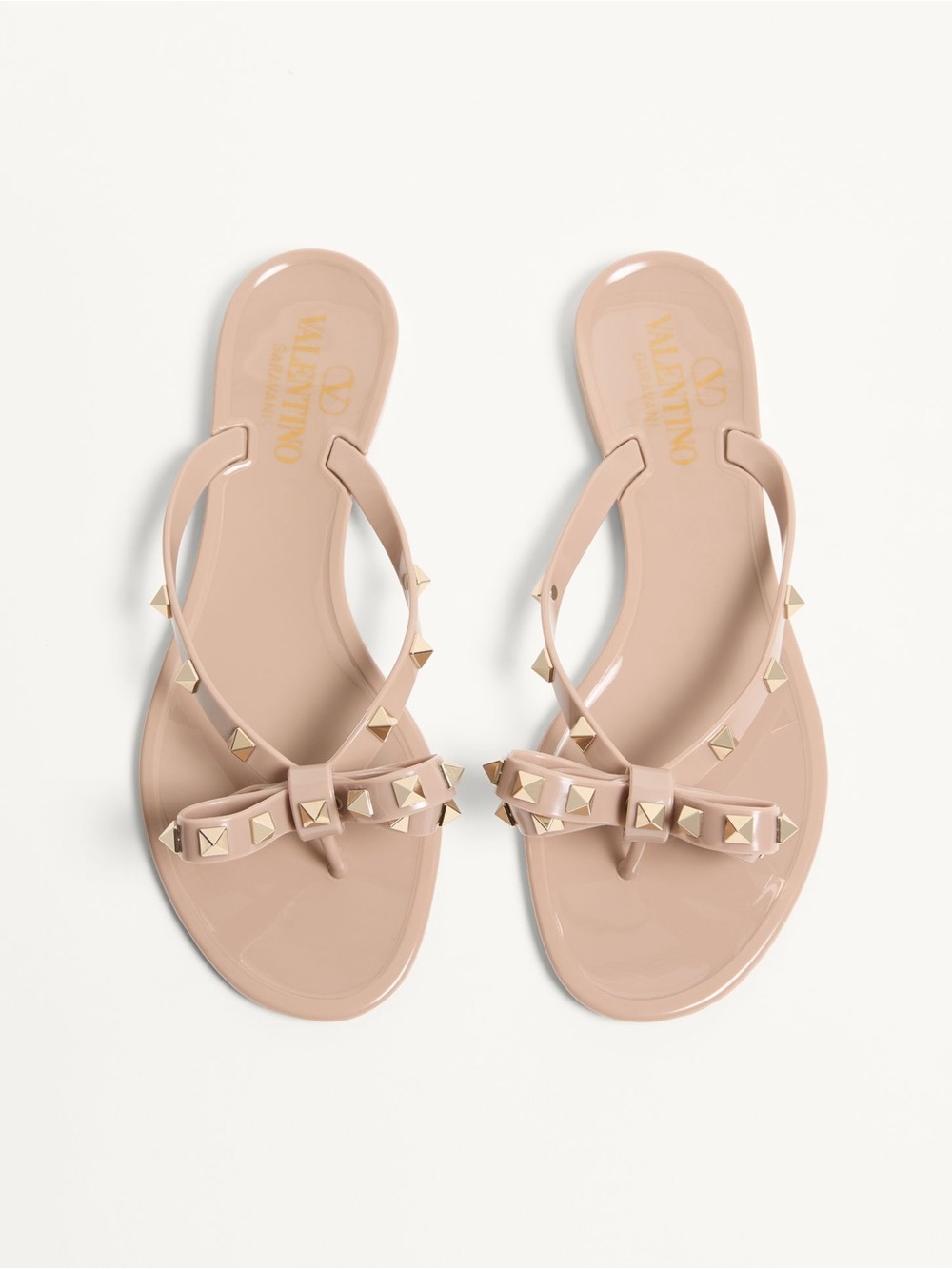 VALENTINO Garavani Rockstud Bow Jelly Thong Sandals Poudre Nude
